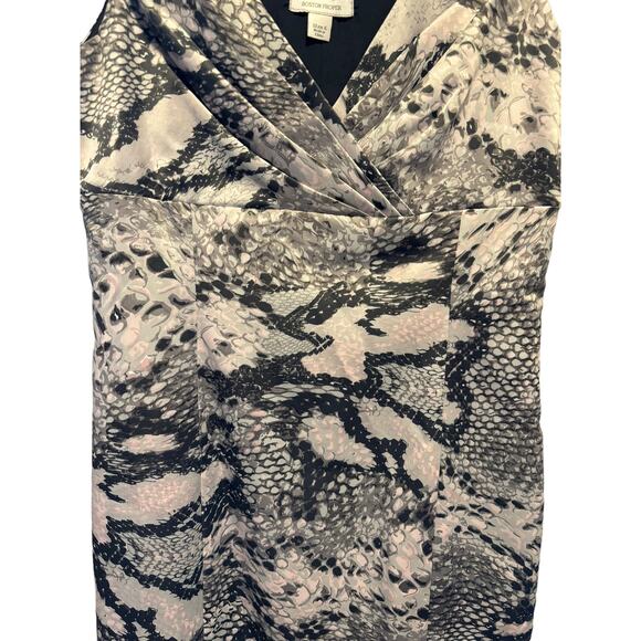Boston Proper Sheath Dress Women's Size 6 Animal Print Satin Sleeveless Mini - Picture 2 of 15